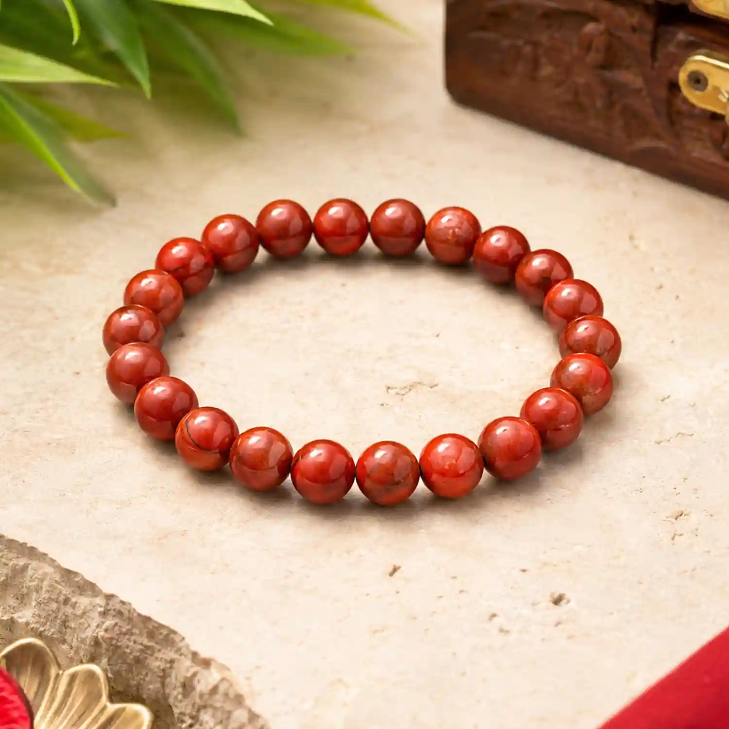 Red Jasper Crystal Bead Bracelet